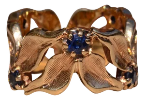 The Leeton Road: Arts and Crafts Floral Eternity Band with Sapphires