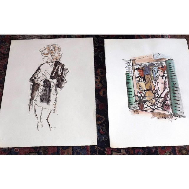 1940s Authentic Vintage Mid 20th C. Ltd. Ed. Signed Andre Dignimont Hand Finished Folio Size Parisian Scenes & Nudes Lithographs Set of 11 For Sale - Image 5 of 9