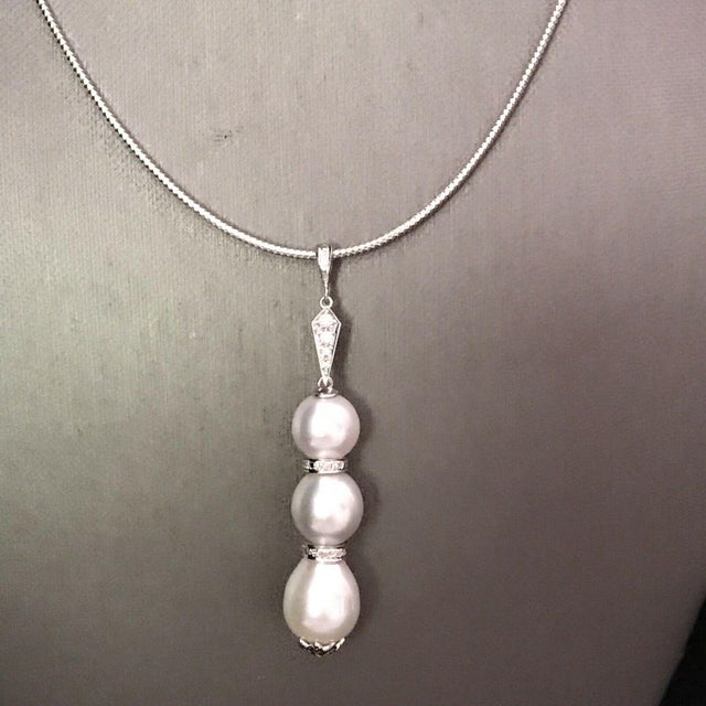 Diamond South Sea Pearl Necklace 14k Gold Italy Certified For Sale - Image 10 of 10