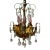 1940s Small 3 Bulb Venetian Crystal and Gilt Bronze Leaf Motif Chandelier For Sale