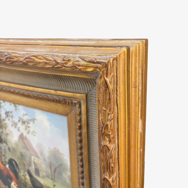 Victorian Framed Oil-on-Board Farmyard Scene in the Dusseldorf School Style, Circa Mid-Century For Sale - Image 3 of 16
