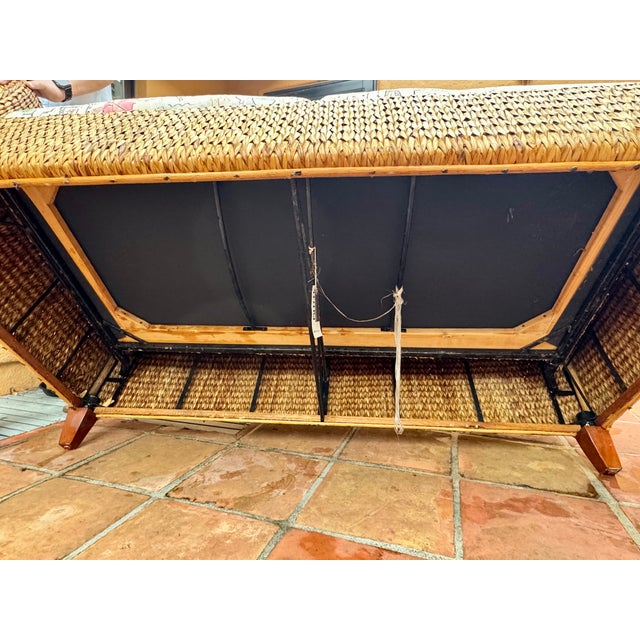 Wood Vintage Palecek Rattan Loveseat/Sofa For Sale - Image 7 of 9