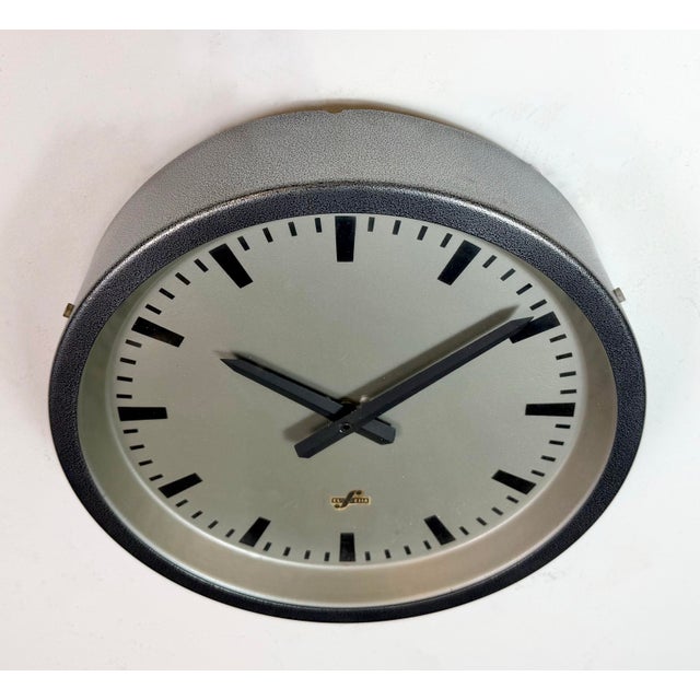 Vintage Industrial Factory Wall Clock from Elfema, 1960s For Sale - Image 4 of 17
