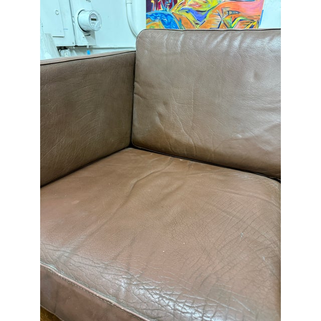 Mid-Century Modern Leather Settee Sofa Attributed to Mogens Hansen For Sale - Image 12 of 12