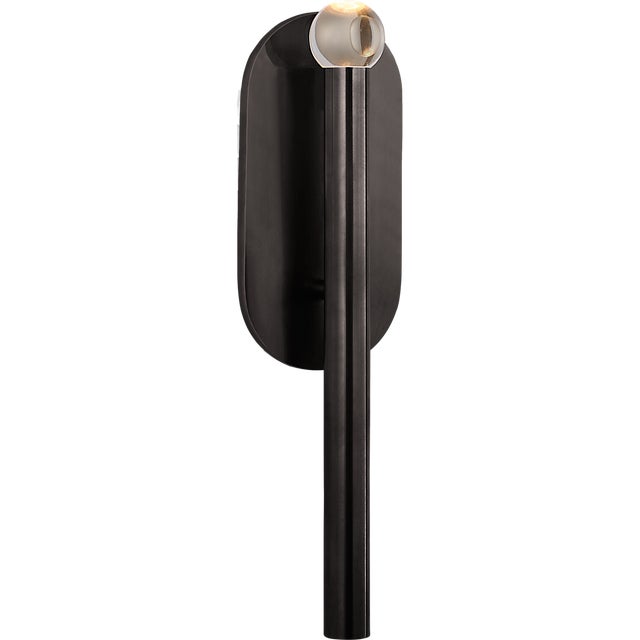 Kelly Wearstler for Visual Comfort Signature Rousseau Medium Bath Sconce in Bronze with Clear Glass Orb For Sale