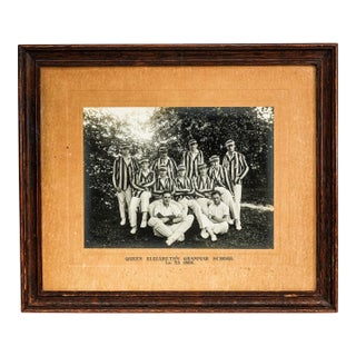 1920s Classic Framed Photograph English Cricket Sports Team Uniform Portrait Wall Home Decor For Sale