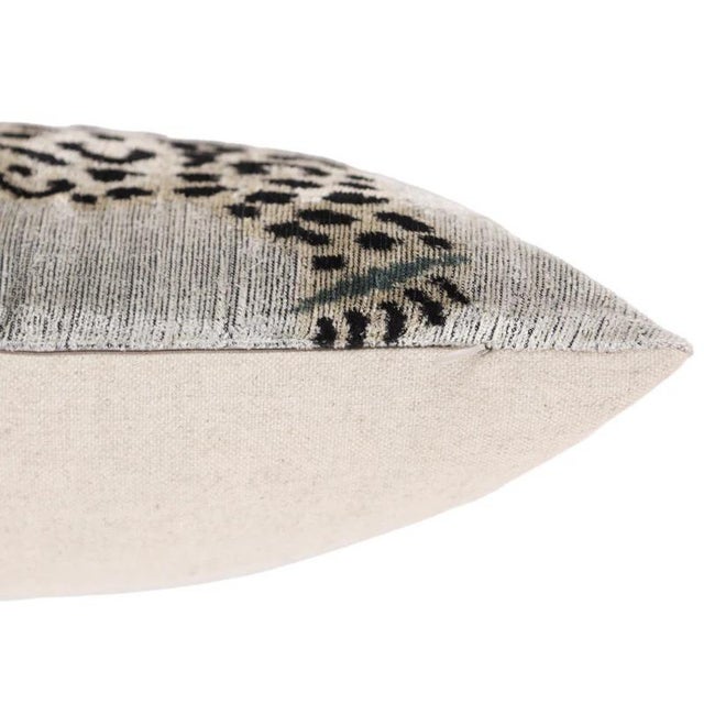 Luxury Leopard Print Silk Velvet Throw Pillow 16x24 – Handmade Animal Motif Lumbar Cushion For Sale - Image 4 of 7