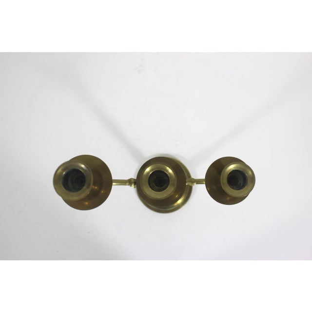 Mid 20th Century Vintage Tall Brass Three Arm Candelabra For Sale - Image 5 of 8