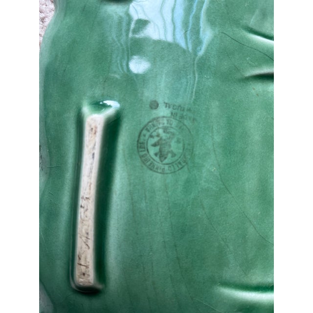Green Vintage Bordallo Pinheiro Green Banana Leaf 15" Platter For Sale - Image 8 of 10