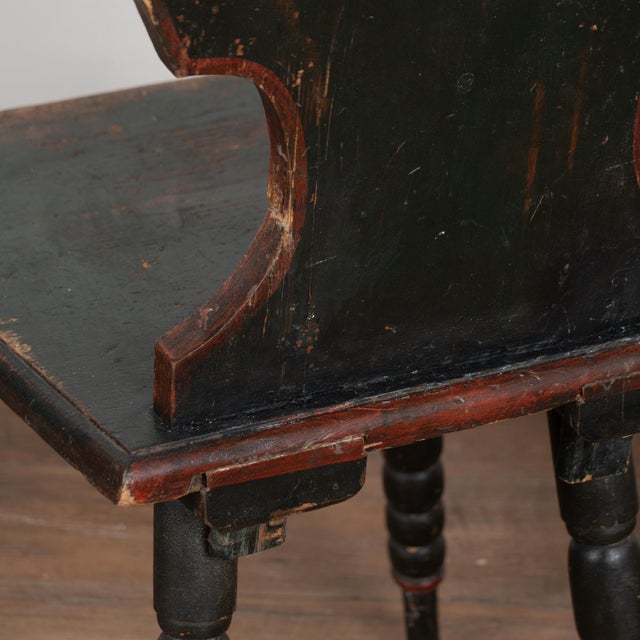 Mid 19th Century Pair of 19th Century Hand-Painted Hungarian Folk Art Chairs With Heart Cut Out For Sale - Image 5 of 13