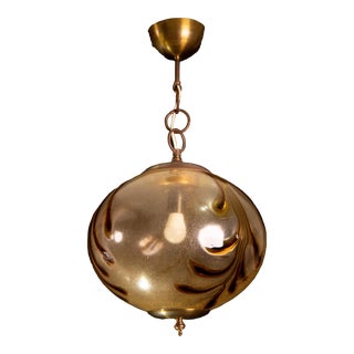 Murano Coffee Painted Pendant, 1980s For Sale