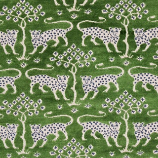Schumacher Woodland Leopard Velvet Fabric in Emerald For Sale