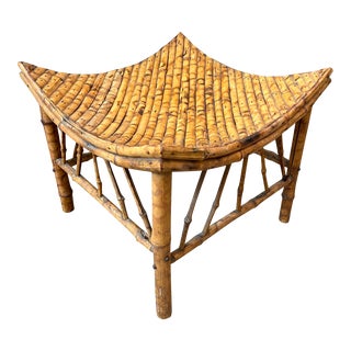 Vintage Tortoise Bamboo Thebes Stool For Sale