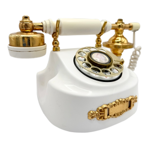 Vintage 1980s White & Gold Victorian Style Rotary Dial Telephone, Made in Japan