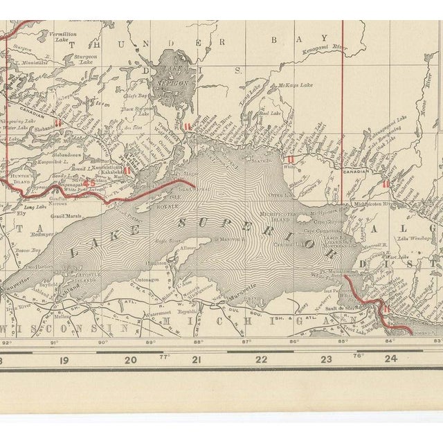 19th Century Antique Map of Ontario with Toronto and Ottawa Insets by Ran McNally, 1899 For Sale - Image 5 of 12