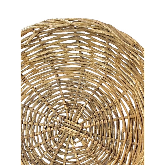 Vintage Large French Provincial Handwoven Grape Vine Twig Basket 22” Diameter For Sale - Image 9 of 10