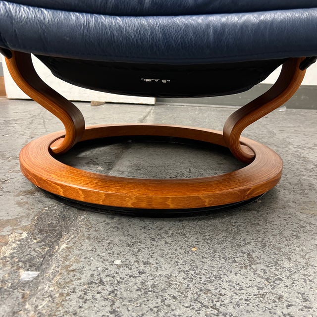 Vintage Ekornes Swivel Stressless Navy Blue Recliner Chairish