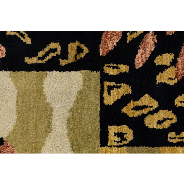 Modern Hand-Knotted Wool Area Rug – Abstract Botanical Floral Burst & Patchwork For Sale - Image 4 of 12