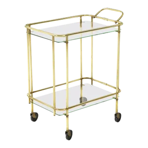 1950s Italian Solid Brass Two-Tier Bar Cart