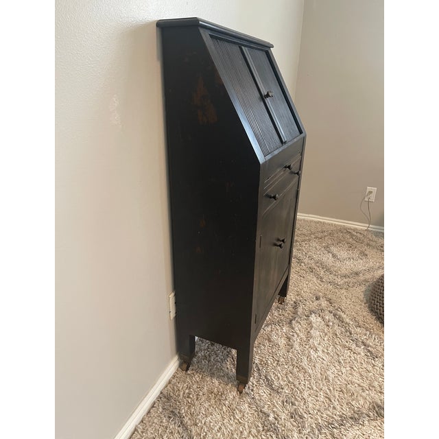 Mid-Century Hamilton Mfg. Co. Roll-Front Cabinet With Horizontal Tambour Doors For Sale In Salt Lake City - Image 6 of 12