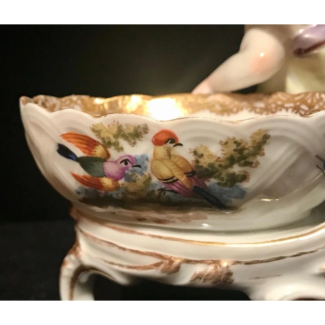Antique German Porcelain KPM Berlin Handpainted Double Salt with Cherub. This beautiful open salt was made in the 19th...