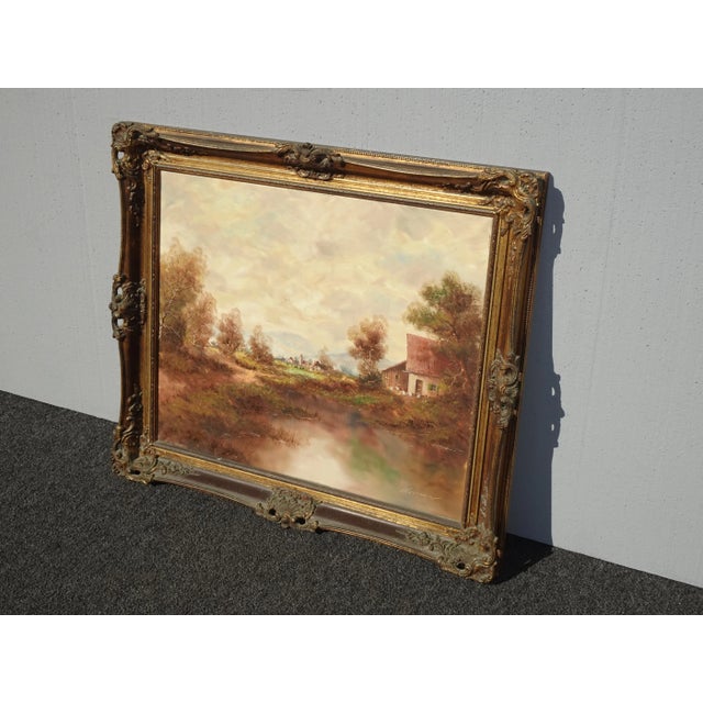 1950s Countryside Landscape Oil Painting Signed Messmer, Framed For Sale - Image 4 of 13