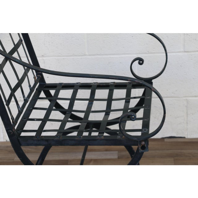 Vintage Set of 4 Hervé Baume French Wrought Iron Folding Patio Chairs, 1970s For Sale In Los Angeles - Image 6 of 18