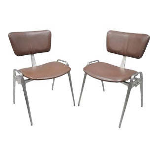 Mid Century Modern Cast Aluminum Stacking Side Chairs by Crucible - a Pair For Sale