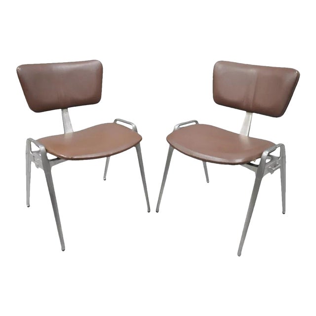 Mid Century Modern Cast Aluminum Stacking Side Chairs by Crucible - a Pair For Sale