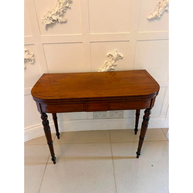 Antique Georgian Mahogany Inlaid Fold-Over Card Table, 1800 For Sale - Image 14 of 14