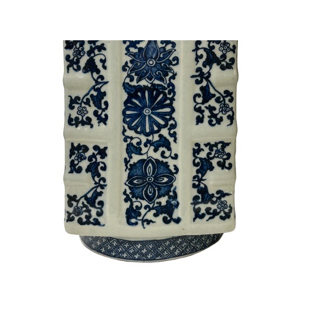Blue Vintage Chinese Blue White Floral Sequence Porcelain Vase For Sale - Image 8 of 10