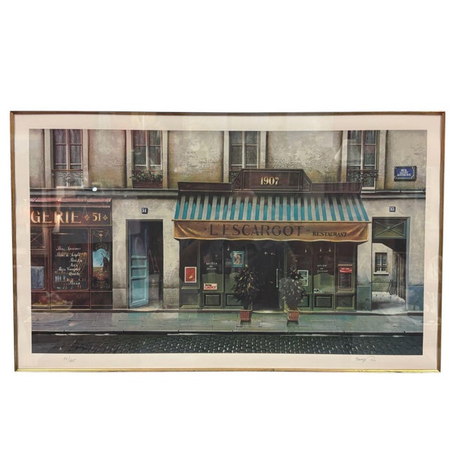 Thomas Pradzynski (Poland/ France 1951-2007) L'Escargot Limited Edition Serigraph Restaurant front on the Rue St Antoine...