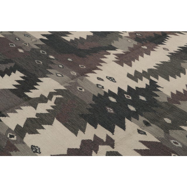 Rug & Kilim Rug & Kilim’s Scandinavian Style Rug, Charcoal Gray Tones in Geometric Patterns For Sale - Image 4 of 9