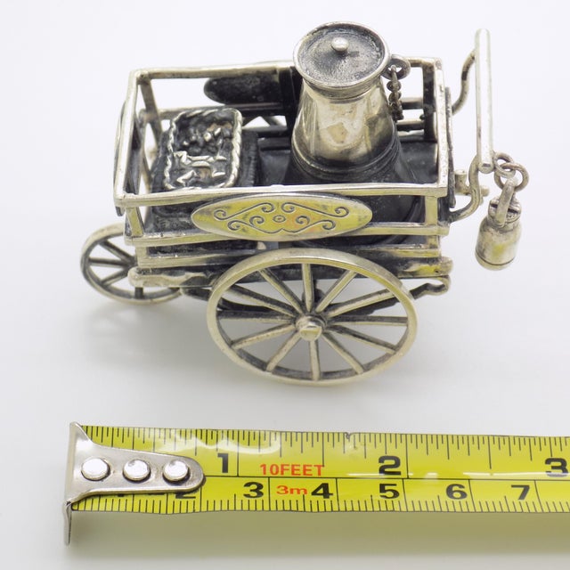 Vintage Italian Handmade Sterling Silver 925 Street Cart Figurine from Medusa-Oro, 1980s For Sale - Image 12 of 13