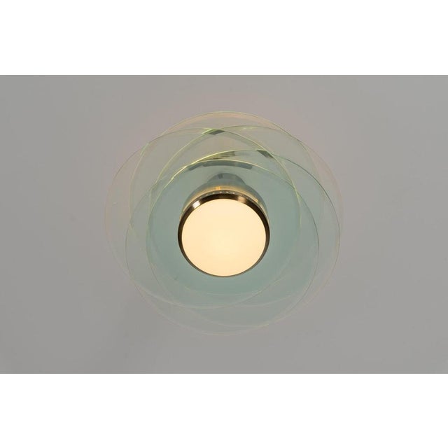 Gold Brass and Glass 2079 Ceiling Lamp by Max Ingrand for Fontana Arte, Italy, 1960s For Sale - Image 8 of 17