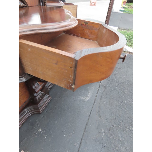 1920s Carved Tri Fold Vanity Makeup Dressing Table and Stool 6454 For Sale - Image 11 of 18