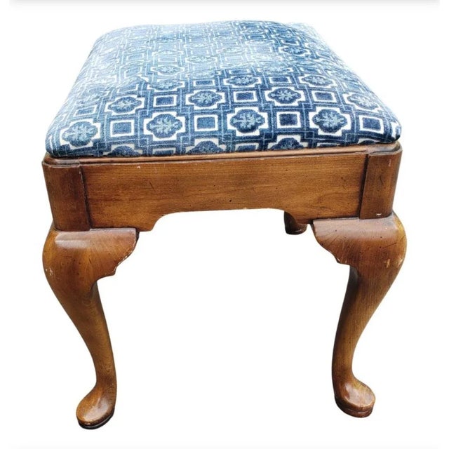 Statton Furniture Statton Furniture Oxford Cherry Upholstered Stool, C 1970s For Sale - Image 4 of 7