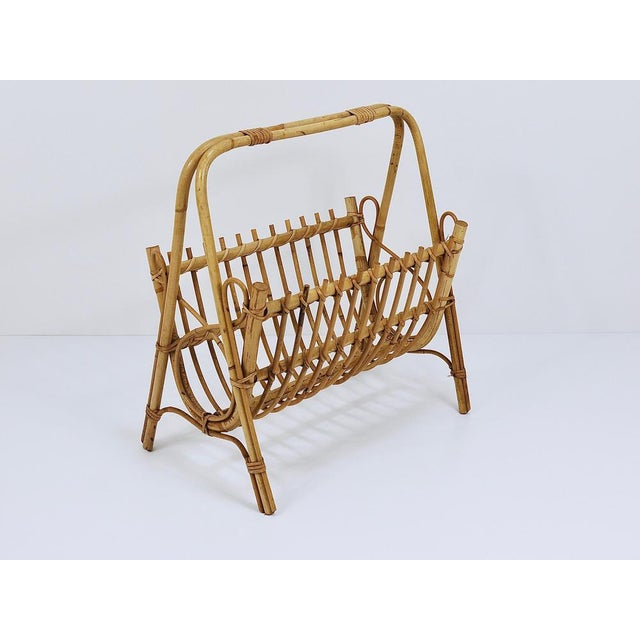 Rattan Bamboo Magazine Rack, France, 1950s For Sale - Image 16 of 18