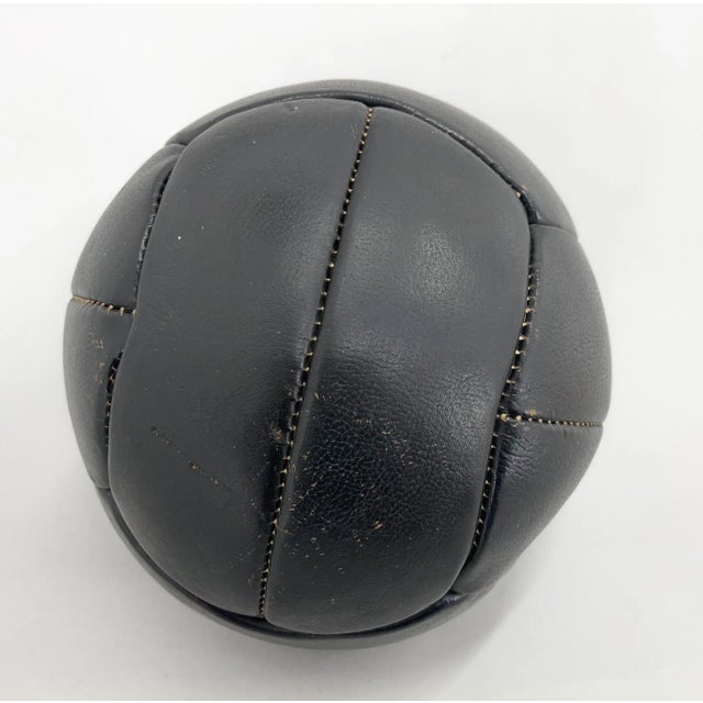 1930s Vintage Black Leather Medicine Ball by Gala, 1930s For Sale - Image 5 of 9