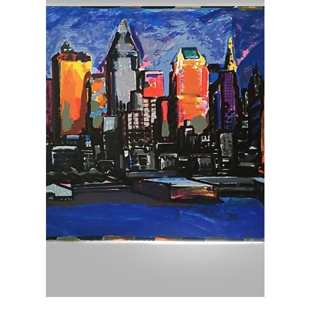 Original hand-printed silkscreen "New York Nocturne" by Tom Christopher, signed lower right and numbered 7/35. Christopher...