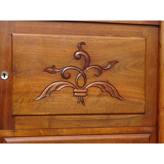 Large Mid-Century Modernn Walnut and Black Marble Cupboard For Sale - Image 5 of 18