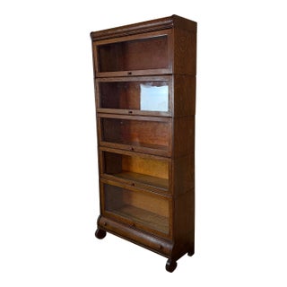 Five Piece Antique Lundstrum Barrister Bookcase For Sale