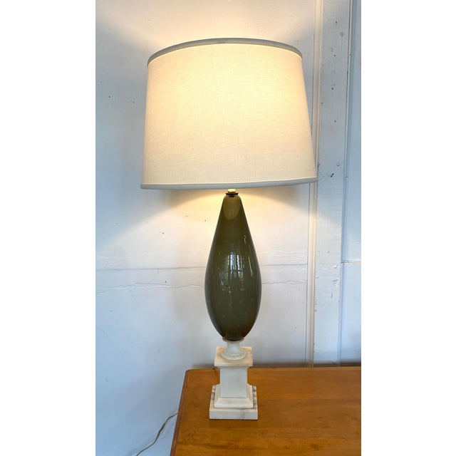 Murano Mid 20th Century Murano Glass and Marble Table Lamp For Sale - Image 4 of 4