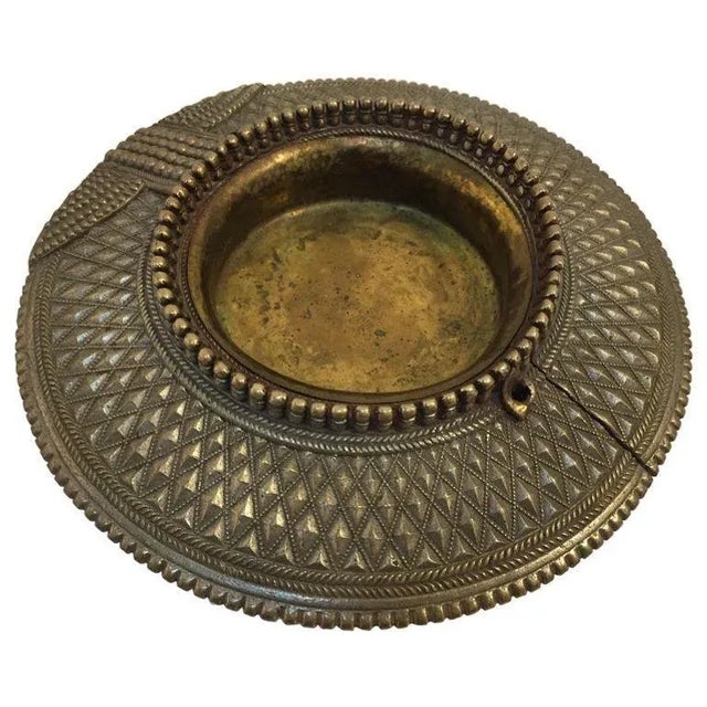 Dhokra art old ethnic tribal brass traditional anklet bracelet from India, repurposed as ashtrays or vide poche....