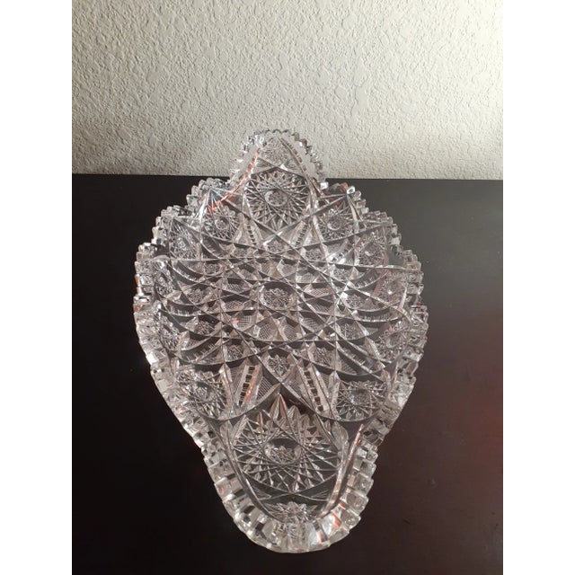 1920s American Brilliant Cut Glass Decorative Platter For Sale - Image 4 of 7
