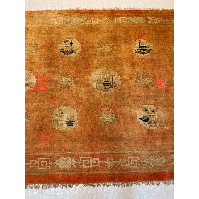 Chinese Antique Chinese Floral Design Rug - 5'4'' X 7'11'' For Sale - Image 3 of 9