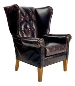 Vintage Mitchell Gold + Bob Williams Gustave Genuine Leather Wing Chair