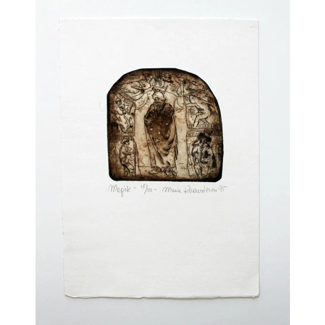 Mixed etching media on paper, 18/50. Paper sheet dimensions - ca 40 x 25 cm. Maria Korusiewicz (born in 1956) Graduated in...