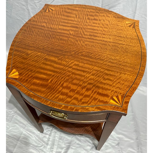 Mahogany Side Table With Satinwood Inlay by Baker, Historic Charleston Collection For Sale - Image 9 of 11