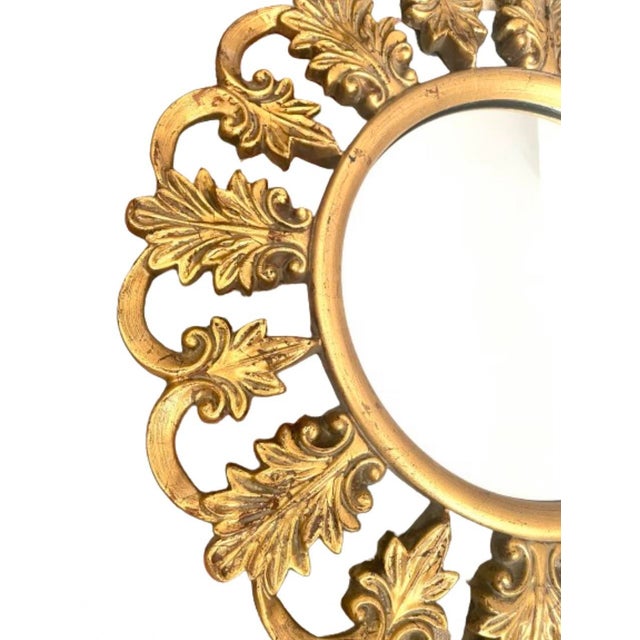 Mid Century Gold Gilt Sunburst Wall Mirror For Sale - Image 4 of 6